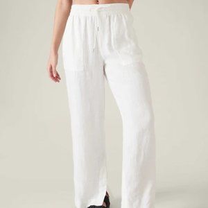 EUC ATHLETA Retreat Linen Wide Leg Pant White 8p